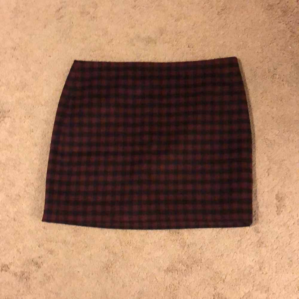MADEWELL red and black checkered skirt